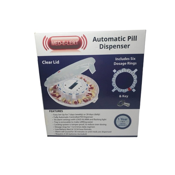 Unbranded Other Medelert Automatic Pill Dispenser Locking 2 Lids